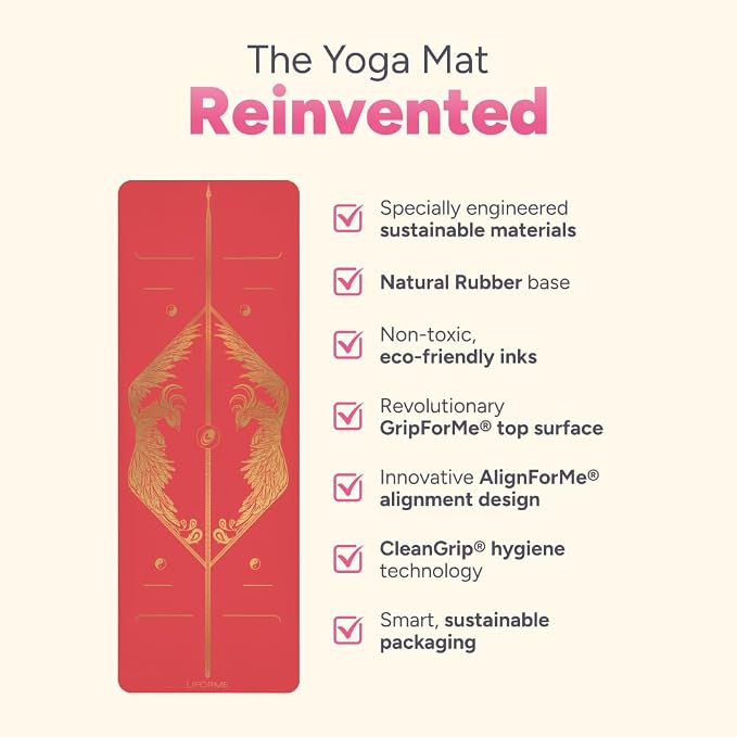 Liforme Zodiac Yoga Mat - Patented Alignment Design, Advanced Non-Slip Grip | Eco-friendly, Non-Toxic, Sweat-Resistant, long, wide, 4.2mm thick mat for comfort, recommended for Hot Yoga, Free Yoga Bag