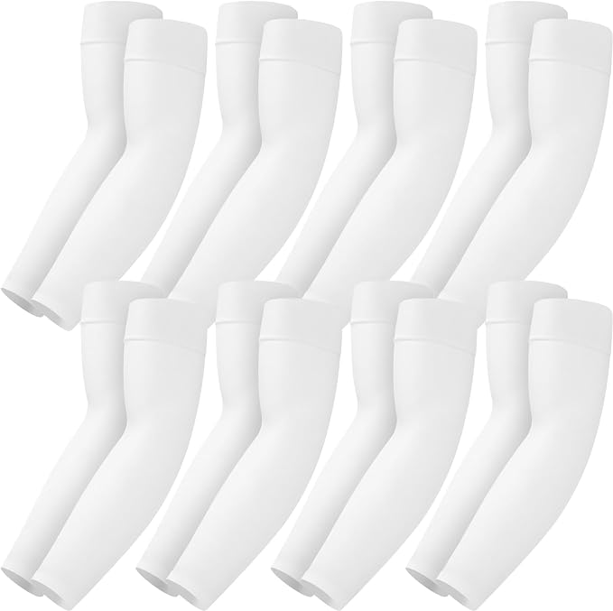Mochabao 8 Pairs Soft Arm Sleeves, UV Sun Protection Cooling Compression Arm Covers for Outdoor Work, Sports, Men & Women