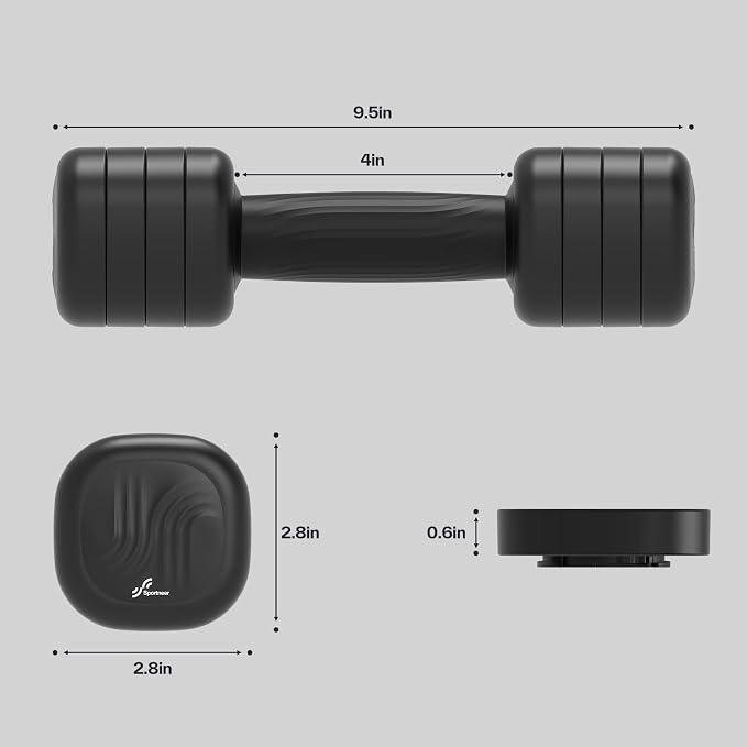 Adjustable Dumbbell Set of 2: Sportneer 4 in 1 Free Weights Dumbbells Set for Women, Hand Weights for Women at Home, Available in 5 lb × 2 and 10 lb × 2 Sets with Soft Rubber Handle for Home Gym Exercise Training