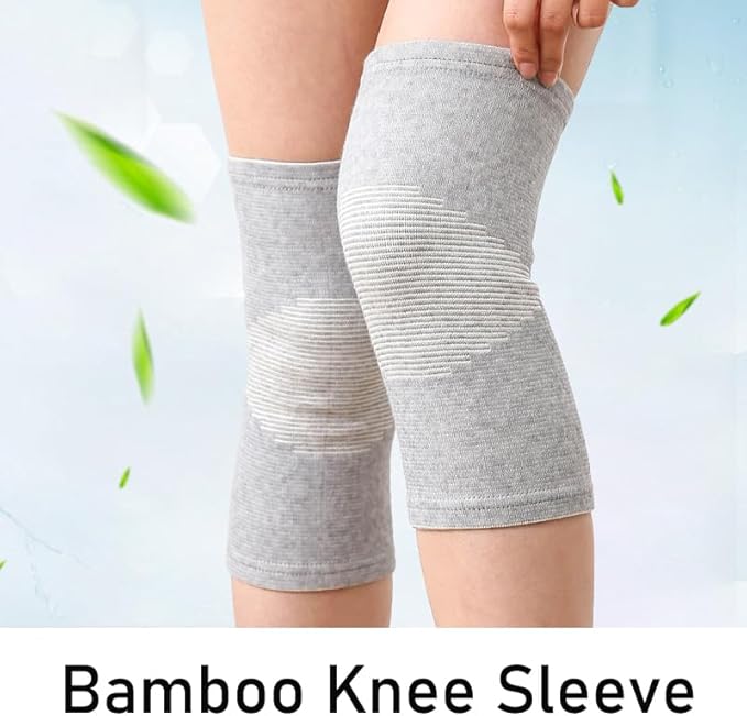 Bamboo Charcoal Knee Sleeve - Bamboo Knee Brace Bamboo Compression Knee Sleeve -Elastic Warm Knee Brace Bmboo Knee Sleeve for Arthritis (Gray, Medium)