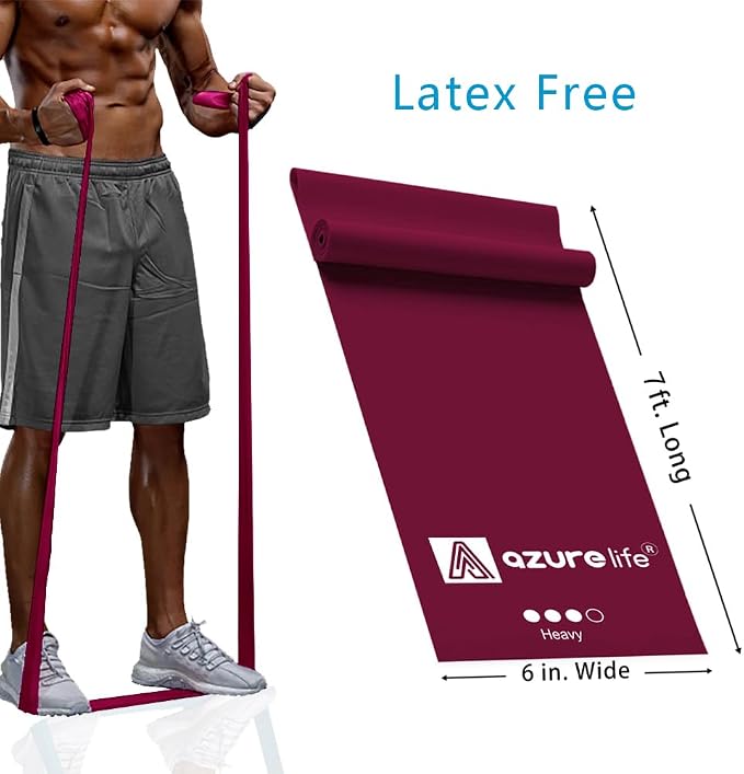 A AZURELIFE Professional Individual Exercise Resistance Bands, Single 5, 6,7 Ft or 8 Yards Elastic Bands, Non-Latex Stretch Bands for PT, Yoga, Pilates, Rehab, at-Home or The Gym Workouts