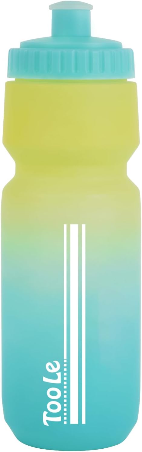 24oz Bike Water Bottle, Cycling Squeeze Water Bottle Leakproof BPA Free | with Capacity Scale w/Pull Top Lid, Reusable, for Bicycle, Gym,Camping, Hiking