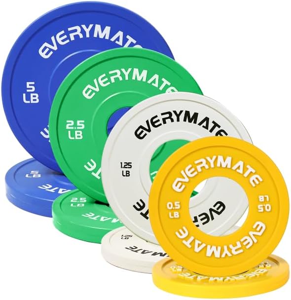 EVERYMATE Change Weight Plates 1.25LB 2.5LB 5LB Set Fractional Plate Olympic Bumper Plates for Cross Training Bumper Weight Plates Steel Insert Strength Training Weight Plates