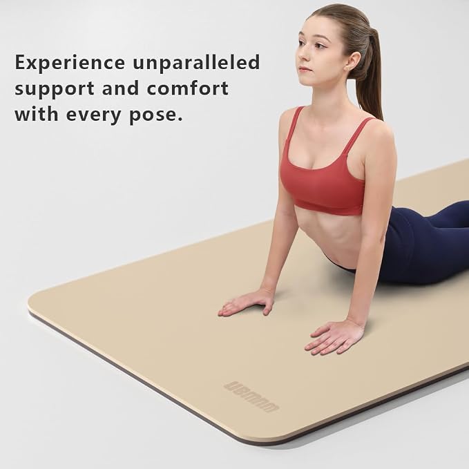 Wide Yoga Mat-80cm Extra Thick 1/3'' Fitness Exercise Mat Carry Strap