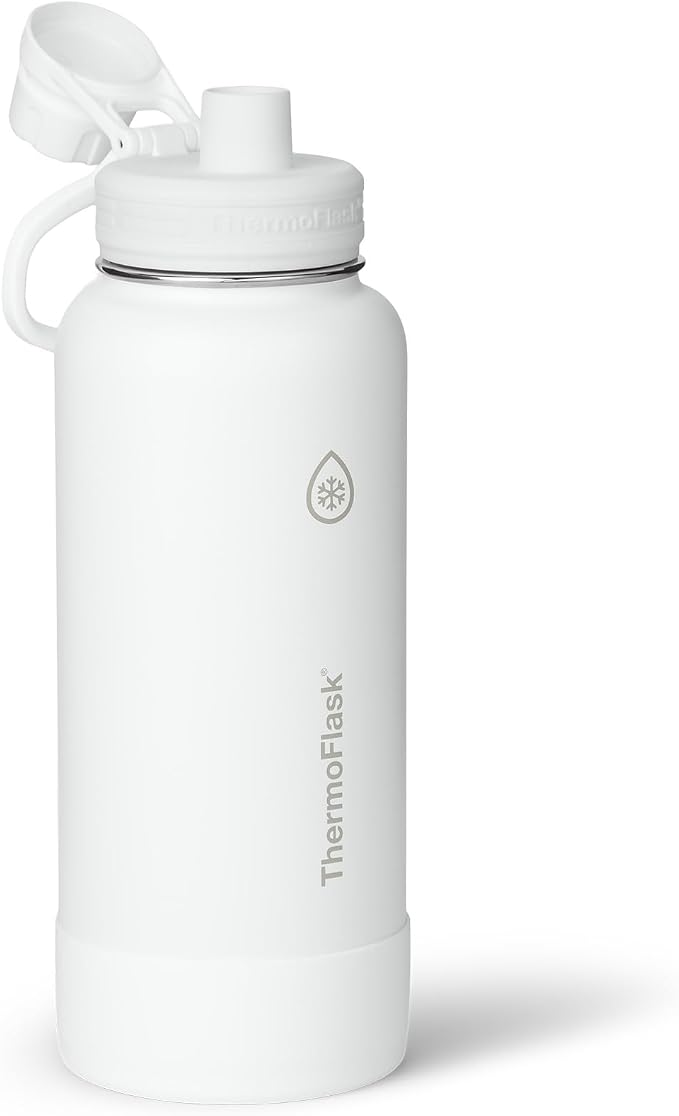 ThermoFlask Insulated Water Bottles, Spout Lid, 2-Pk, 32 oz, Black/White