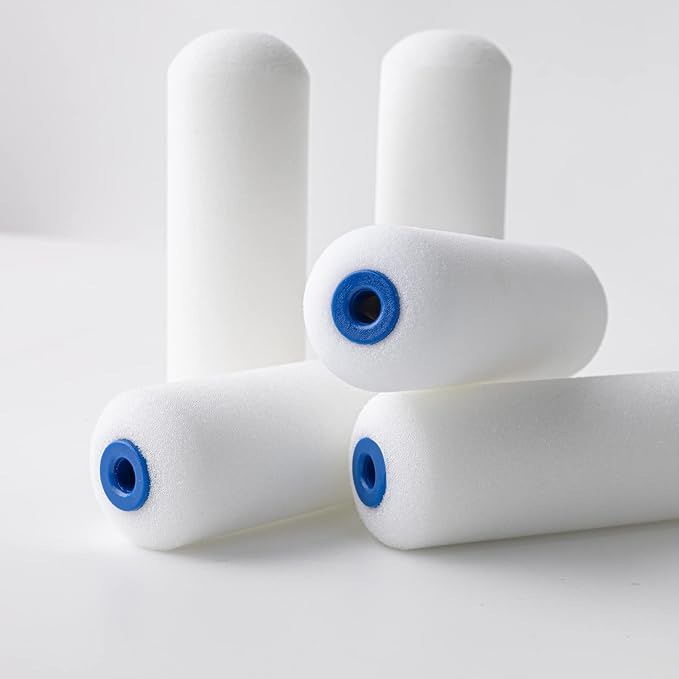 Mister Rui Mini Foam Paint Roller, 10 Pack, 4 Inch Small Paint Roller | High Density Mini Foam Rollers for Painting, Trim, Cabinets, Doors, Professional or DIY Use and Home Improvement