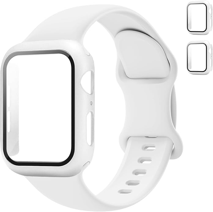 Sport Band and Case for Apple Watch Band 40mm 44mm 46mm 42mm 41mm 45mm 38mm iWatch Bands for Women/Men,Silicone Waterproof Strap with Cover Combo for Apple Watch Series 11 10 9 8 7 6 5 4 SE Ultra/2 3