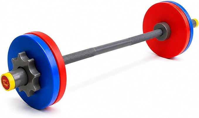 WOD Toys® Barbell Mini - Adjustable Kids Barbell Toy Weight Set for Kid Fitness, Weightlifting and Power lifting - Safe, Durable Kid's Gym Workout and Exercise Equipment for Toddlers and Children