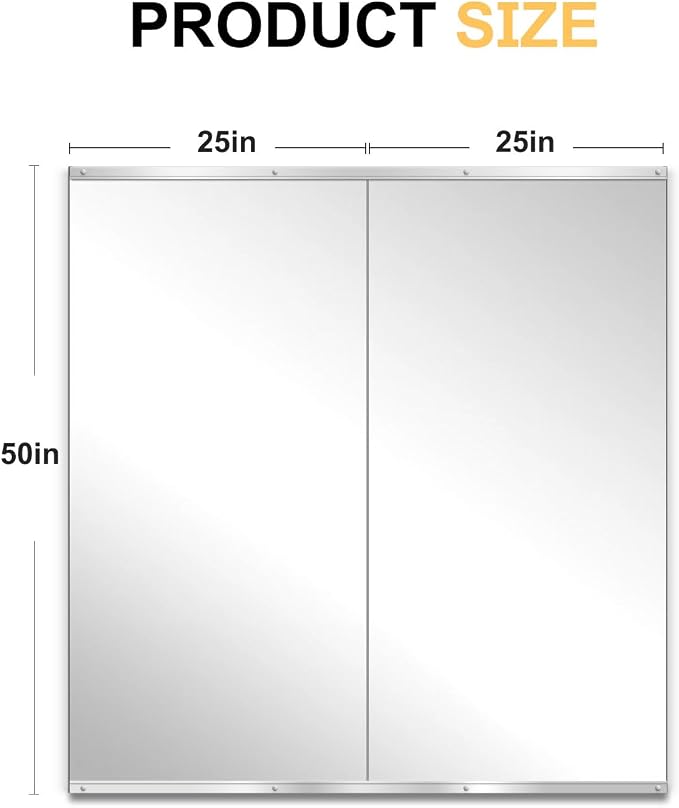 Home Gym Mirror for Wall, 50"x25"x2PCS, Workout Mirrors for Home Gym | Large Frameless Tempered Glass, Full Length Boyd Mirror for Garage, Yoga Room, Dance Studio, Bedroom, Wall Mounted