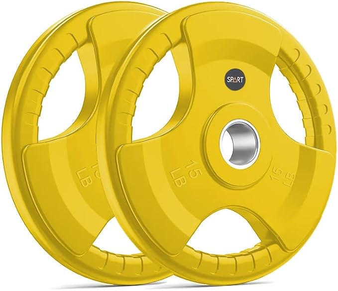 SPART 2-Inch Color Rubber Coated Olympic Grip Plate in Pairs or Single for Strength Training, Weightlifting and Bodybuilding, Solid Cast Iron Weight Plates for Barbell, 2.5LB/5LB/10LB/25LB/35LB/45LB, Two Years Warranty