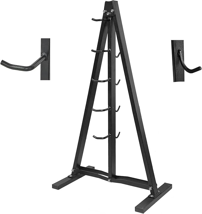 BLUSLM Wall Mounted Lat Pull Down Bar Organizer with Hooks, Home Gym Storage Rack for Lat Pulldown Attachments, Cable Attachments Rack for Gym Accessories