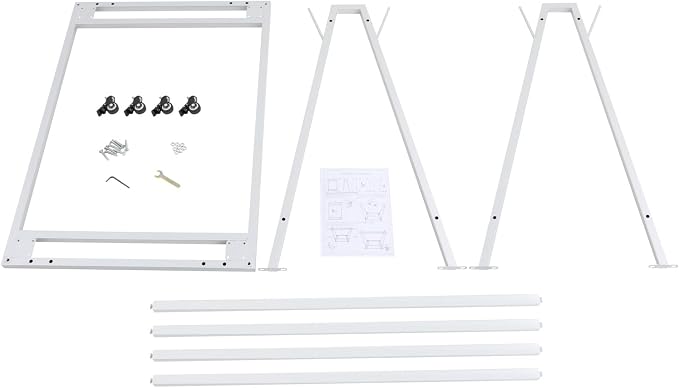 Floor Mat Drying Cart with Wheels, A-Shaped Heavy Duty Storage Rack, 100 Lbs Capacity for Gym, Yoga Studio, Home Use (Silver)