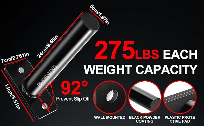 Wall-Mounted Strength Training Plate Storage Rack – Heavy Duty 2” Weight Plate Holder with Foam Padding, Bumper Plate Storage for Home Gym, Garage, and Power Rack.The outer surface of 1-pack and 2-pack products is bright color.4 Pack,6 Pack and 8 Pack ...