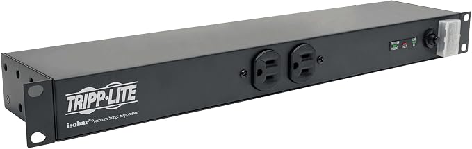 Tripp Lite 12-Outlet Rackmount PDU Isobar Surge Protector Power Strip, 15A, 3840 Joules, 15ft Cord with 5-15P Plug, 1U Rack-Mount, Lifetime Manufacturer's Warranty & $25,000 Insurance (ISOBAR12ULTRA)