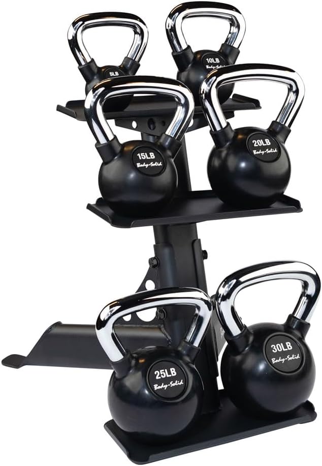 Body-Solid (GDKR50B) 3-Tier Kettlebell Rack - Compact, Durable Kettlebells Weight Stand for Home Gym, Fits 5-50 lb Kettle bells | Compact. Durable Kettlebells Weight Stand for Home Gyms. Fits 5-50 lb Kettle bells.