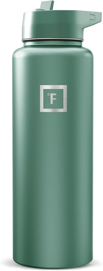 IRON °FLASK 40 oz Wide Mouth Water Bottle with Straw | Insulated Stainless Steel Sports Water Bottle with Leakproof Straw Lid - BPA Free, Cold 24 Hrs, Sweat Free (Sage)