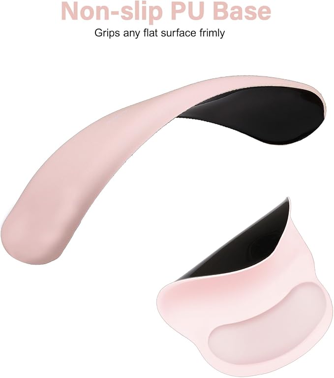 MOSISO Wrist Rest Support for Mouse Pad&Keyboard Set, Chalk Pink | Circle Curved Ergonomic Mousepad Non-Slip Base Home/Office Pain Relief&Easy Typing Pad with Soft Cloth&Silicone Lining