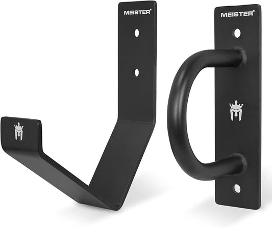 Meister XSteel Battle Rope Wall Mount Kit w/Anchor & Storage Hook - Matte Black | Commercial-grade steel wall anchor & storage hook for conditioning ropes, fits all battle ropes from 1.0" to 2.5"