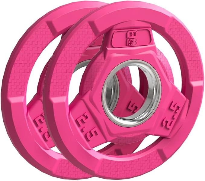 Color Coded 2-Inch Rubber Coated Olympic Grip Plate for Barbell,Solid Cast Iron Weight Plates for Strength Training, Weightlifting, Home Gym, 2.5/5/10/15/25/35/45 LB, Single and Pair