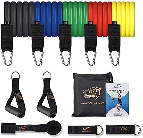 Fit Simplify Resistance Loop Exercise Bands and Tube Bands with Handles, Ankle Straps and Door Anchor