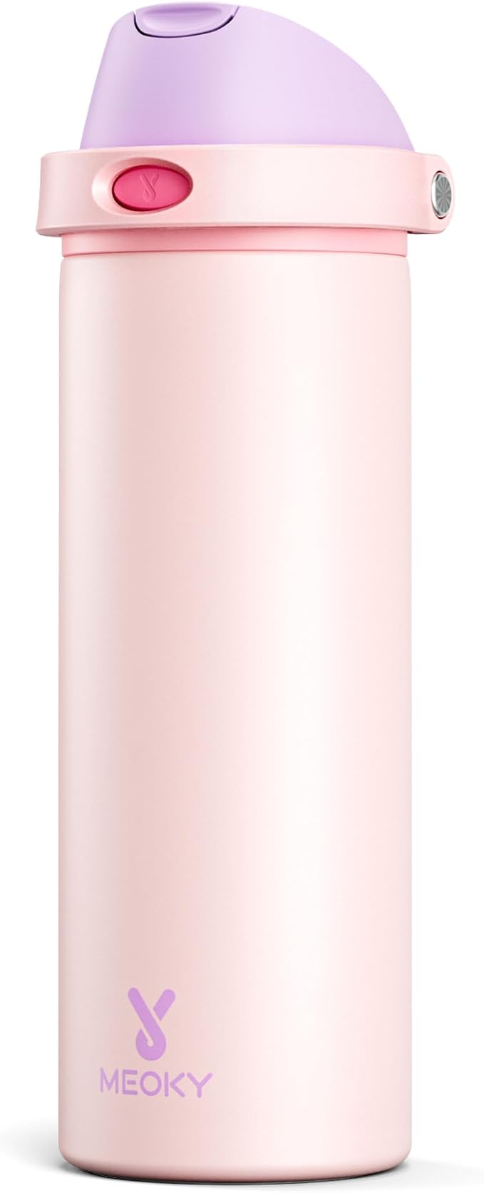 24 oz Insulated Water Bottle for Sports: Meoky Stainless Steel Water Bottle with 2-in-1 Straw and Spout Lid - Leak Proof, Cold for 24 Hours, Fits in Car Cup Holder, BPA-Free for Women Travel, Candy