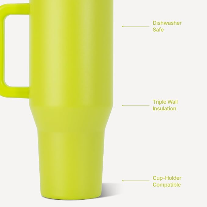 HydroJug Traveler 40oz, Insulated Tumbler with Handle & Straw, Lemon Lime