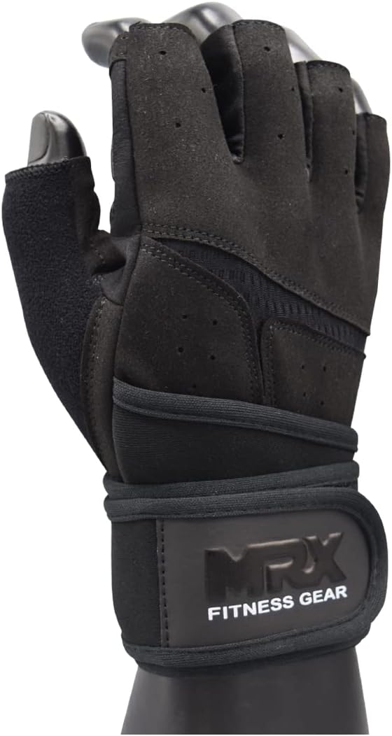 MRX Weightlifting Gloves for Men Workout Gloves Mens Wrist Support Lifting Gloves Male Gym Gloves | Workout Gym Accessories for Men Weight Lifting Fingerless Gym Exercise for Powerlifting