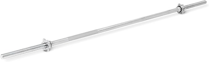 Amazon Basics 5ft Straight Barbell Bar with Star Locks, 1" Diameter