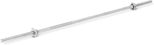 Amazon Basics 5ft Straight Barbell Bar with Star Locks, 1" Diameter