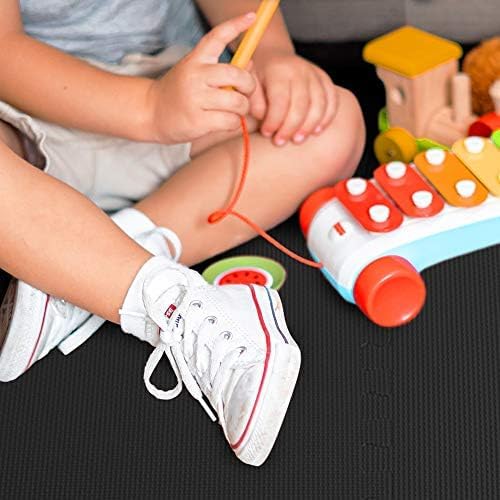 We Sell Mats 3/8" Thick Multipurpose EVA Foam Exercise Floor Mat, 12"x12" Interlocking Kid-Friendly Tiles, Anti-Fatigue for Home, Gym, Playpens, Classrooms