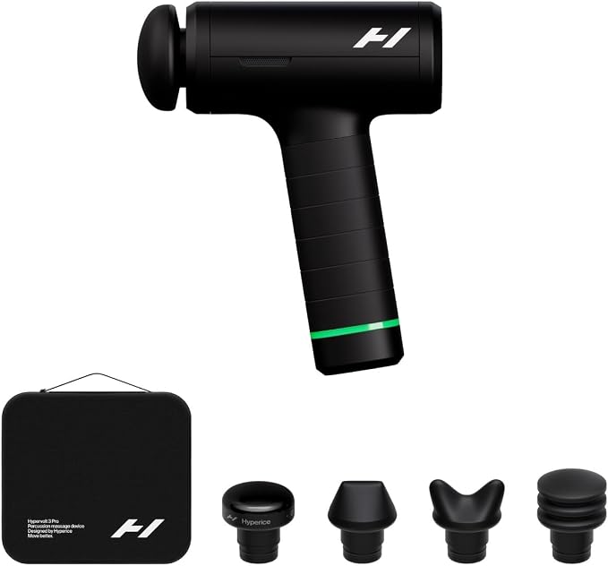 Hyperice Hypervolt 3 Pro Percussion Massage Gun Heated Head Carry Case | Deep Tissue Muscle Recovery | Reduce Stiffness| Five Speed Control | Pressure Sensor Feedback | Bluetooth Compatible