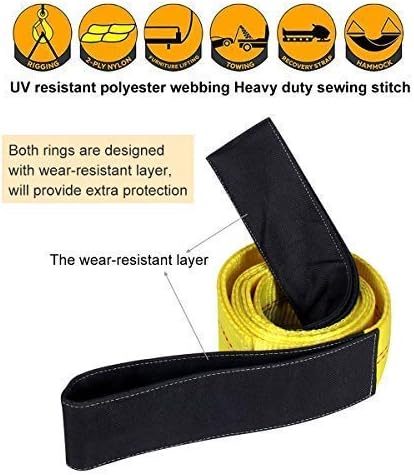 Lift Sling Straps, JCHL 6.5'X2 Heavy Duty Flat Eye Lift Sling 13,000 lbs Capacity Lifting Straps Nylon Tree Saver Recovery Strap Web Sling Winch Strap 2-Pack