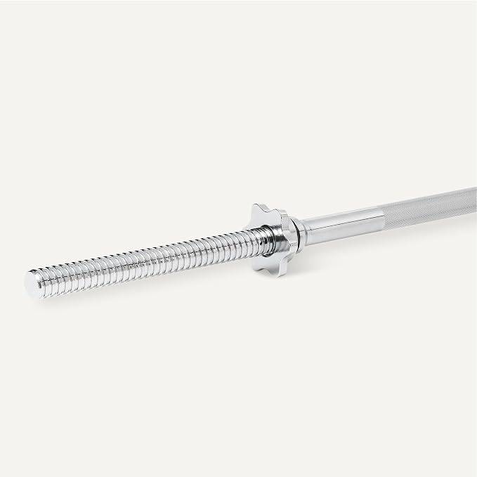 Amazon Basics 5ft Straight Barbell Bar with Star Locks, 1" Diameter