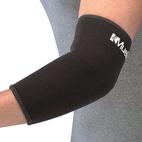 MUELLER Sports Medicine Elbow Compression Sleeve, Elbow Brace for Pain Relief for Men and Women, For Tennis, Golf, Painting, Factory-Line Work, and More, Black, Medium