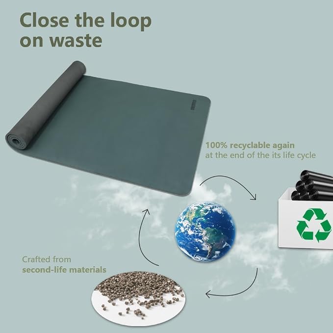Wide Yoga Mat-80cm Extra Thick 1/3'' Fitness Exercise Mat Carry Strap