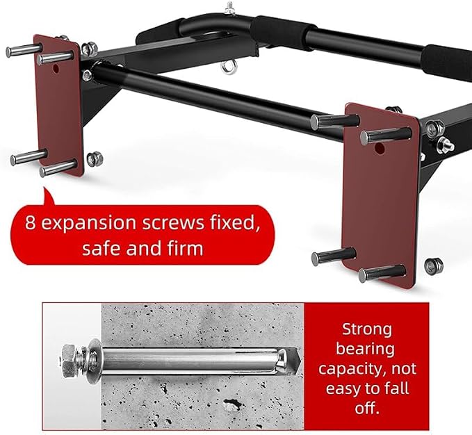 Wall Mounted Pull Up Bar – Drill Installation, Home Gym Equipment for Indoor Fitness, Chin-Up Bar for Strength Training, Spine Stretching & Inverted Workouts