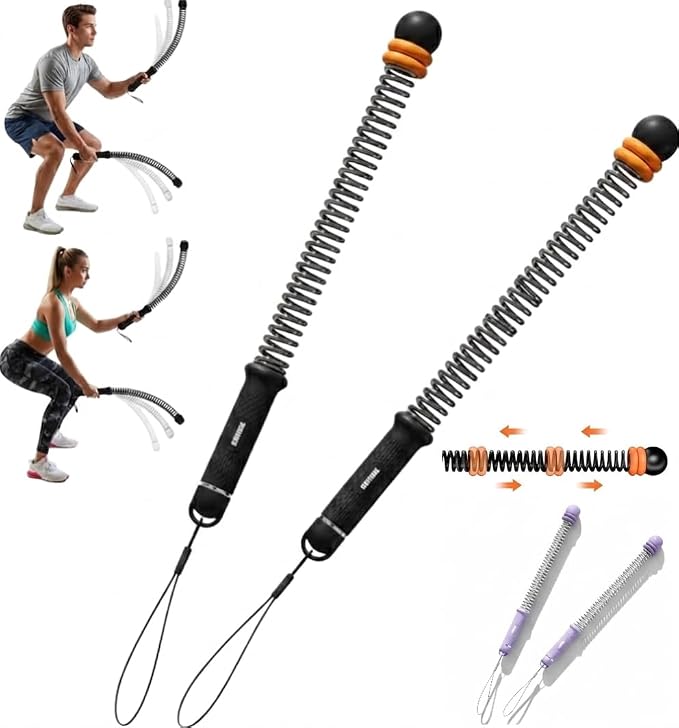 Cordless Battle Ropes with Adjustable Weight - Weighted Ropeless Battle Rope for Home Gym, Heavy Duty Portable Exercise Ropes for HIIT & Cardio Training, Black