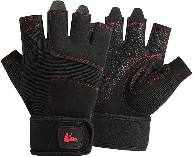 SUJAYU Workout Gloves for Men Women, Anti-Slip Fingerless Gloves for Weightlifting, Mens Workout Gloves Weight Lifting Gloves Gym Gloves for Men, Exercise Gloves Gym Accessories for Men