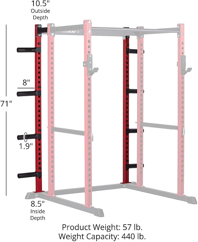 Titan Fitness T-2 Series Power Rack Extension Kit, 12-Gauge Steel Uprights, Bolt-Together Rack Expansion for Home Gym with Weight Plate Holders