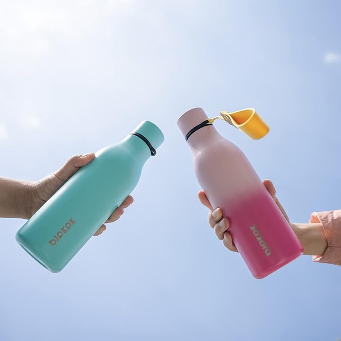 BJPKPK 18oz Insulated Water Bottle, Stainless Steel Bottle with Carry Strap | Keep Cold & Hot Vacuum Insulation, Leak-Proof BPA-Free Design, Slim Bottle Fits Most Cup Holders for Gym, Office & Travel