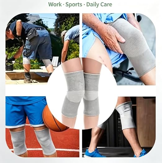 2 PAIRS 4 Pcs Bamboo Charcoal Compression Knee Sleeve Brace | Compression Support, Knee Brace, 2 Pairs Included, Charcoal Infused, Sleeve Design