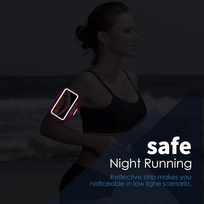 Running Armband with Earphone Pouch Fits Phones up to 6.9" | Cell Phone Armband for iPhone, Water Resistant & Breathable Sports Phone Holder & Zipper Pocket Car Key Holder for Jogging