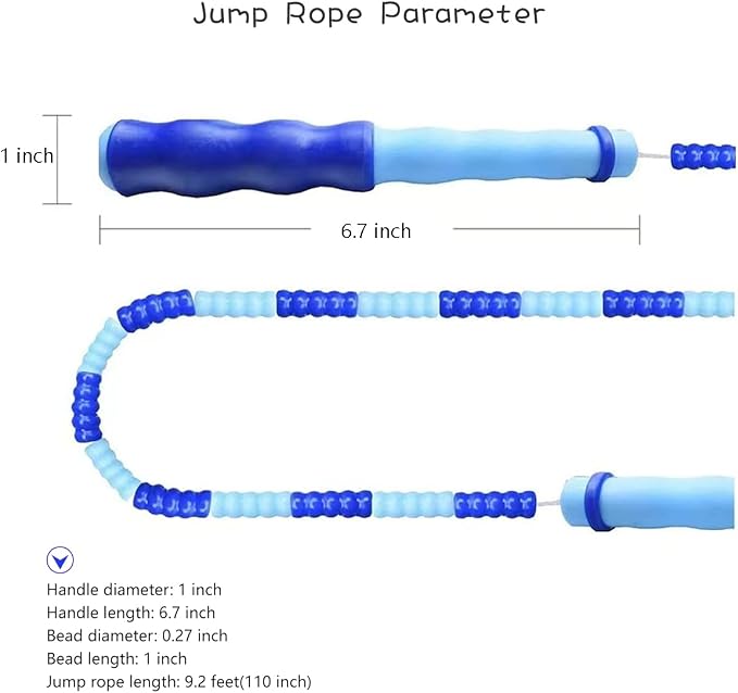 Jump Rope for Kids Girls and Boys, Soft Beaded Jump Ropes, Adjustable Skipping Rope, Tangle-Free Segmented Rope for Kid and Women Men Adults Exercise, Keeping Fit, Training - 9.2Ft