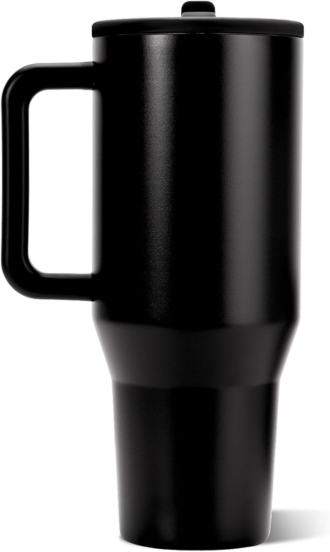 HydroJug Traveler 32oz, Insulated Tumbler with Handle & Straw, Black