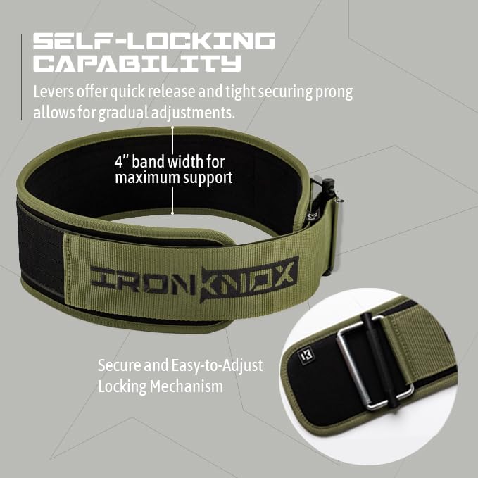 Premium Weight Lifting Belt, 4 Inch Weight Belt for Men and Women with Self Locking Metal Buckle for Maximum Support, Weightlifting Belt for Squat or Deadlift, Durable Gym Belt for Men