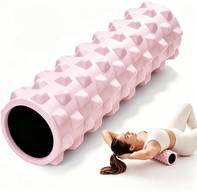 21" Foam Roller Deep Tissue Massager, Pink | Trigger Point Release, Muscle Recovery, Home Workout, Yoga, Pilates, Physical Therapy