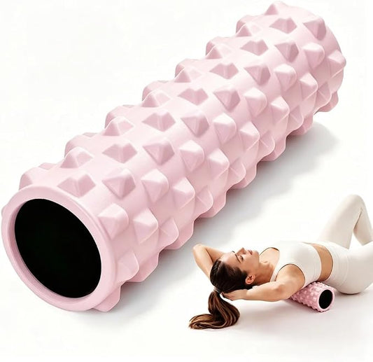 21" Foam Roller Deep Tissue Massager, Pink | Trigger Point Release, Muscle Recovery, Home Workout, Yoga, Pilates, Physical Therapy