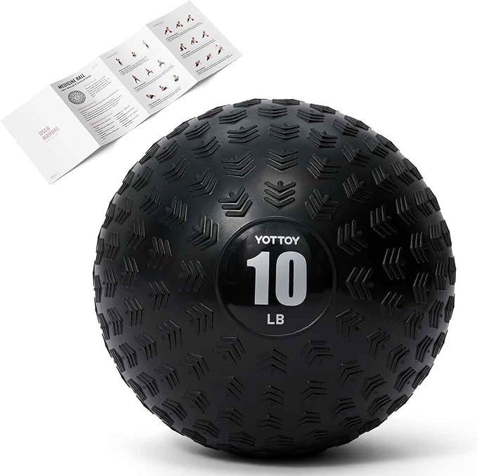 YOTTOY Slam Ball Medicine Ball, Sand-Filled No Bounce Weighted Ball with Textured Grip for Exercise, Strength Conditioning, Cardio, Core Workouts and Cross Training