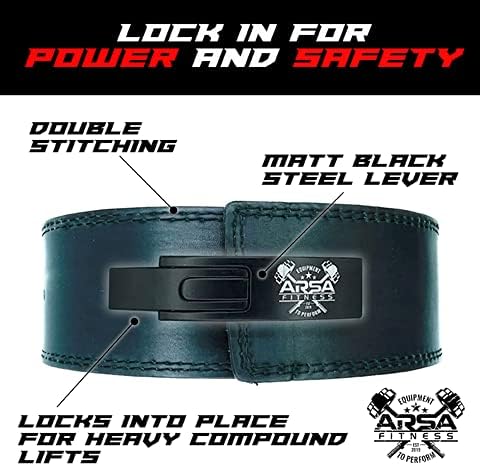 Arsa Fitness Weightlifting Adjustable Lever Belt for Men & Women Real Cow Hide Leather for Powerlifting Back Support Workout Deadlifts Squats 10MM Thickness 4" Width - Nighthawk