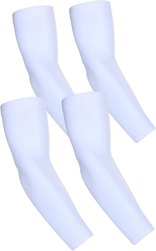 KUHNMARVIN 2 Pairs Arm Sleeves Compression UV Protection Cooling Sun Sleeves Tattoo Cover Up Basketball Arm Sleeves Football